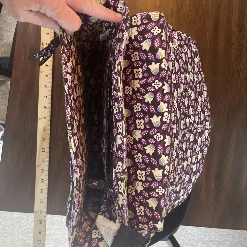 Vera Bradley Quilted Floral Structured Laptop Attache Bag Plum Petal 14x11x4 NWT